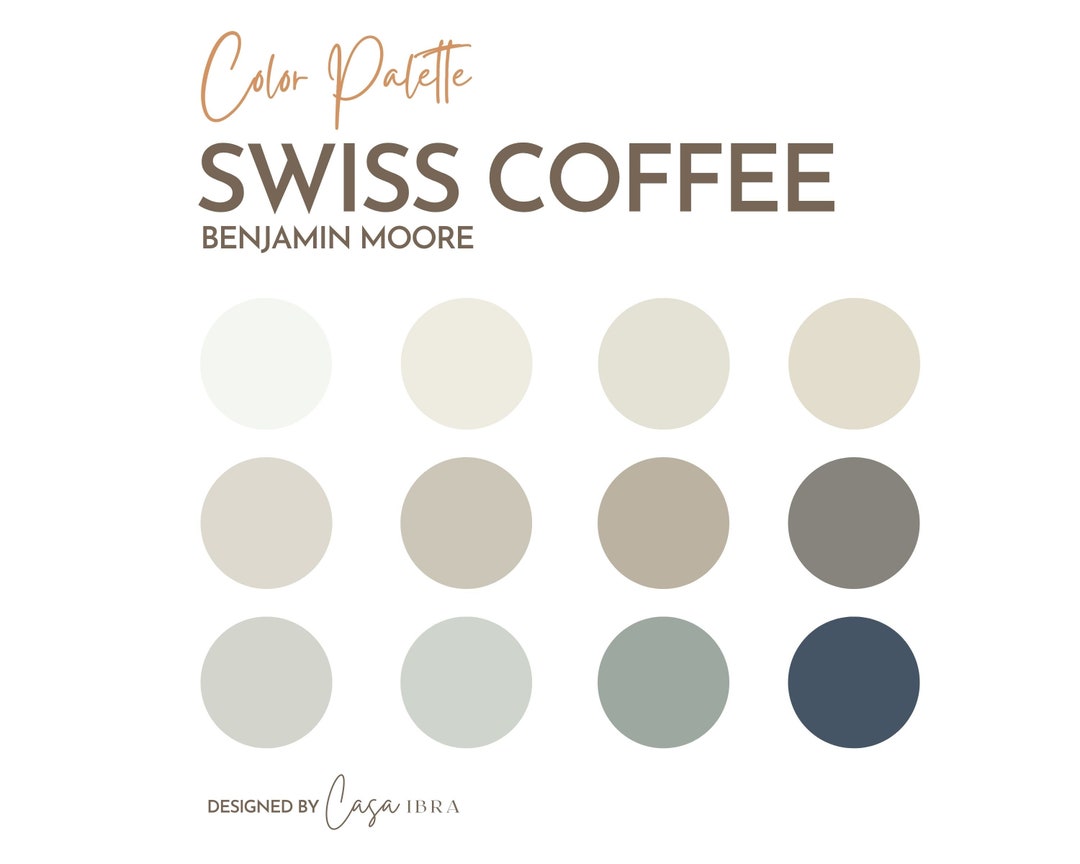 Swiss Coffee Paint Color Palette Benjamin Moore Interior Etsy