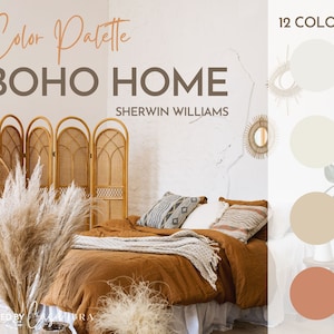 Boho Home Color Palette, Sherwin Williams, Interior Paint Palette, Professional Paint Scheme, Color Selection,Interior Design