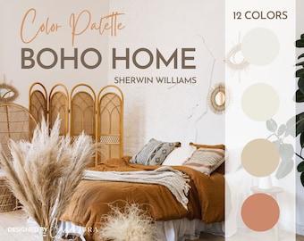 Boho Home Color Palette, Sherwin Williams, Interior Paint Palette, Professional Paint Scheme, Color Selection,Interior Design