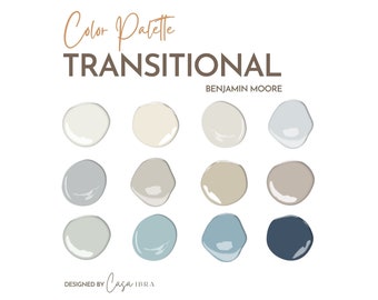 Transitional Paint Color Palette, Benjamin Moore, Interior Paint Palette, Professional Paint Scheme, Color Selection,Interior Design