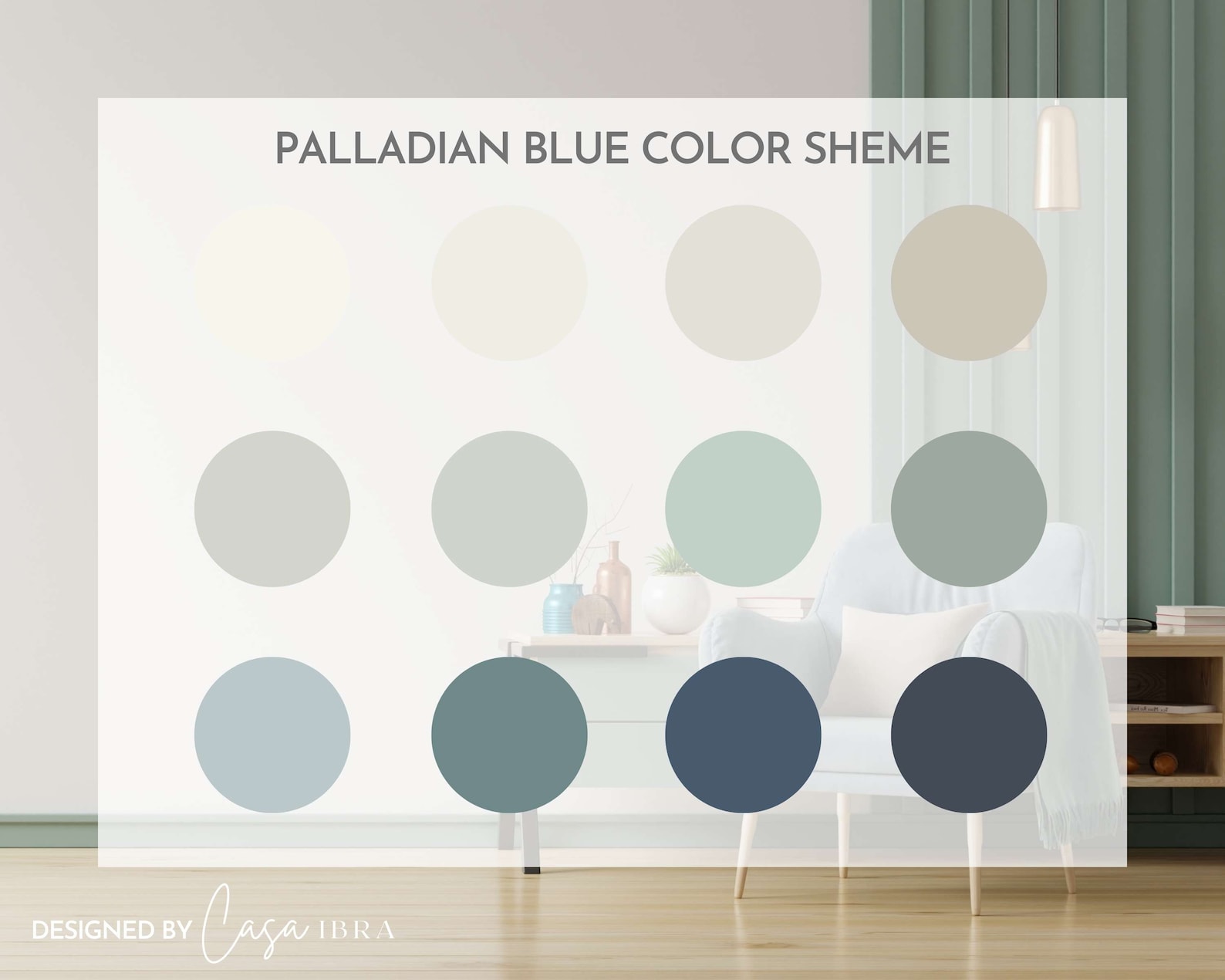 Palladian Blue Paint Color Palette, Benjamin Moore, Interior Paint