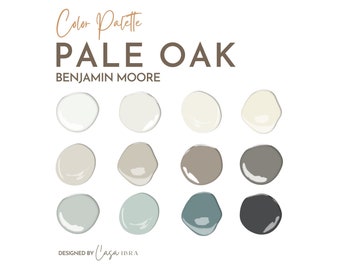 Pale Oak Paint Color Palette, Benjamin Moore, Interior Paint Palette, Professional Paint Scheme, Color Selection,Interior Design