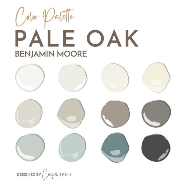 Pale Oak Paint Color Palette, Benjamin Moore, Interior Paint Palette, Professional Paint Scheme, Color Selection,Interior Design
