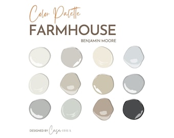 Modern Farmhouse Paint Color Palette, Benjamin Moore, Interior Paint Palette, Professional Paint Scheme, Color Selection,Interior Design
