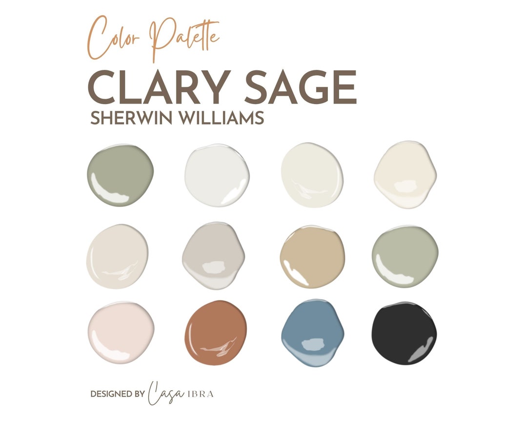 Clary Sage Paint Color Palette, Sherwin Williams, Interior Paint