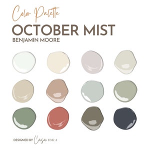 October Mist Paint Color Palette, Benjamin Moore, Interior Paint Palette, Professional Paint Scheme, Color Selection,Interior Design