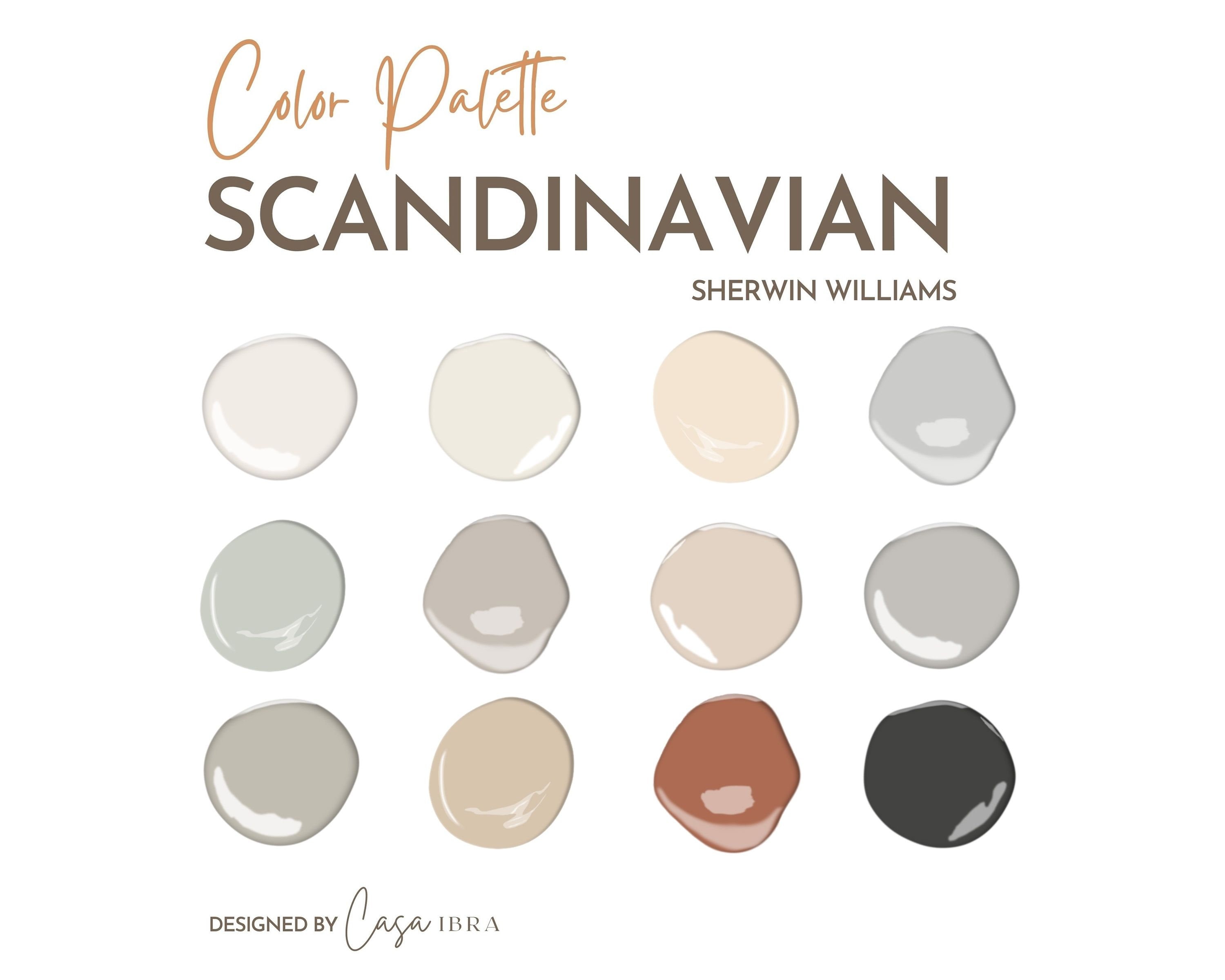 Scandinavian Paint Color Palette Sherwin Williams Interior Etsy México