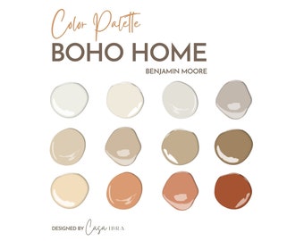 Boho Home Color Palette, Benjamin Moore, Interior Paint Palette, Professional Paint Scheme, Color Selection,Interior Design