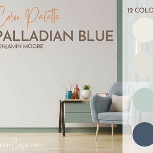 Palladian Blue Paint Color Palette, Benjamin Moore, Interior Paint Palette, Professional Paint Scheme, Color Selection,Interior Design
