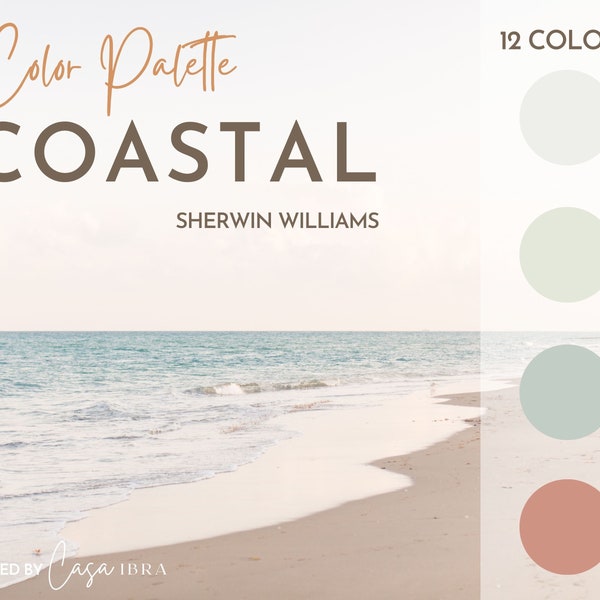 Coastal Paint Color Palette, Sherwin Williams, Interior Paint Palette, Professional Paint Scheme, Color Selection,Interior Design
