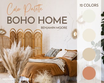 Boho Home Color Palette, Benjamin Moore, Interior Paint Palette, Professional Paint Scheme, Color Selection,Interior Design