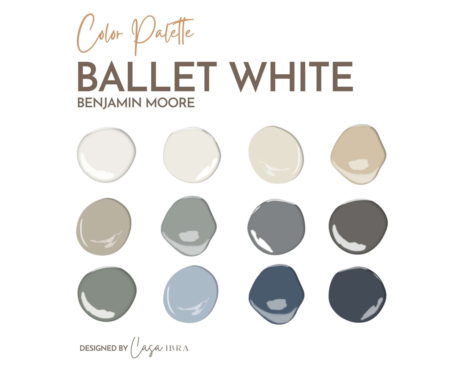 Ballet White Paint Color Palette, Benjamin Moore, Interior Paint ...