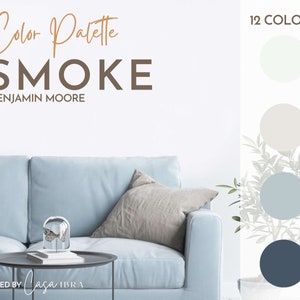 Smoke Paint Color Palette, Benjamin Moore, Interior Paint Palette, Professional Paint Scheme, Color Selection,Interior Design