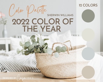 Paleta de colores del año 2022, Niebla perenne, Sherwin William, Paleta de pintura interior, Selección de colores, Diseño de interiores, Esquema de colores