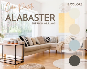 Alabaster Paint Color Palette, Sherwin Williams, Interior Paint Palette, Professional Paint Scheme, Color Selection,Interior Design