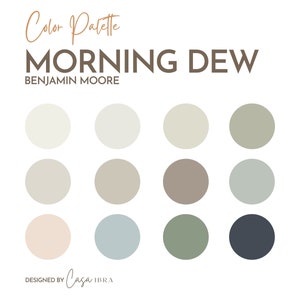 Morning Dew Paint Color Palette, Benjamin Moore, Interior Paint Palette, Professional Paint Scheme, Color Selection,Interior Design