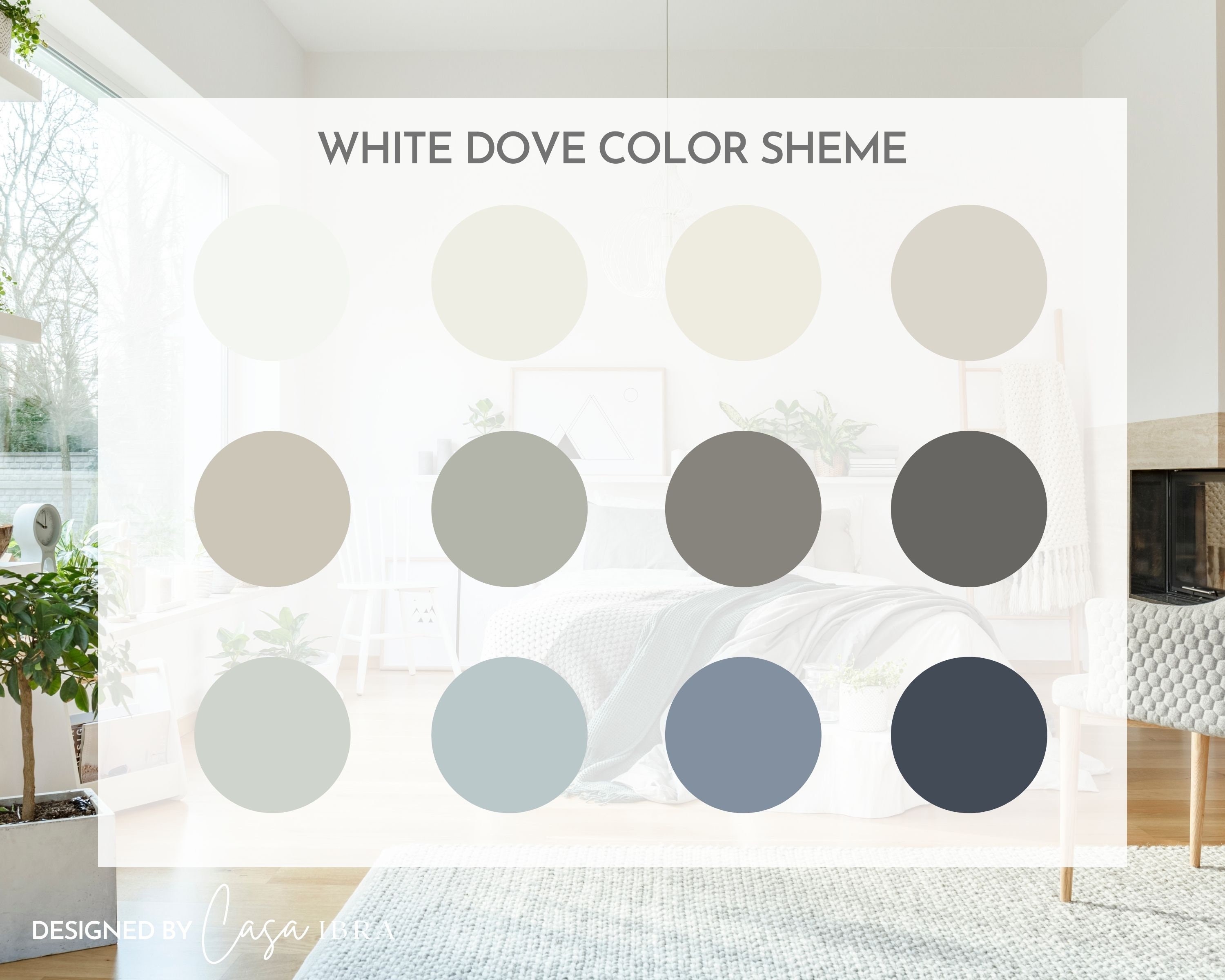 White Dove Paint Color Palette, Benjamin Moore, Interior Paint Palette