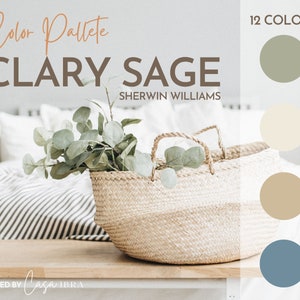 Clary Sage Paint Color Palette, Sherwin Williams, Interior Paint Palette, Professional Paint Scheme, Color Selection,Interior Design