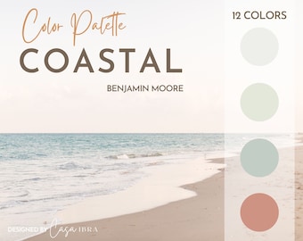 Coastal Paint Color Palette, Benjamin Moore, Interior Paint Palette, Professional Paint Scheme, Color Selection,Interior Design
