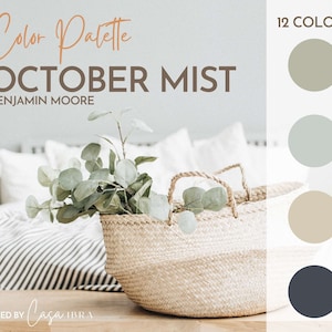 October Mist Paint Color Palette, Benjamin Moore, Interior Paint Palette, Professional Paint Scheme, Color Selection,Interior Design