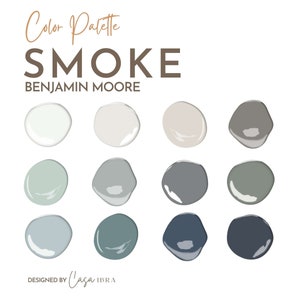 Smoke Paint Color Palette, Benjamin Moore, Interior Paint Palette, Professional Paint Scheme, Color Selection,Interior Design