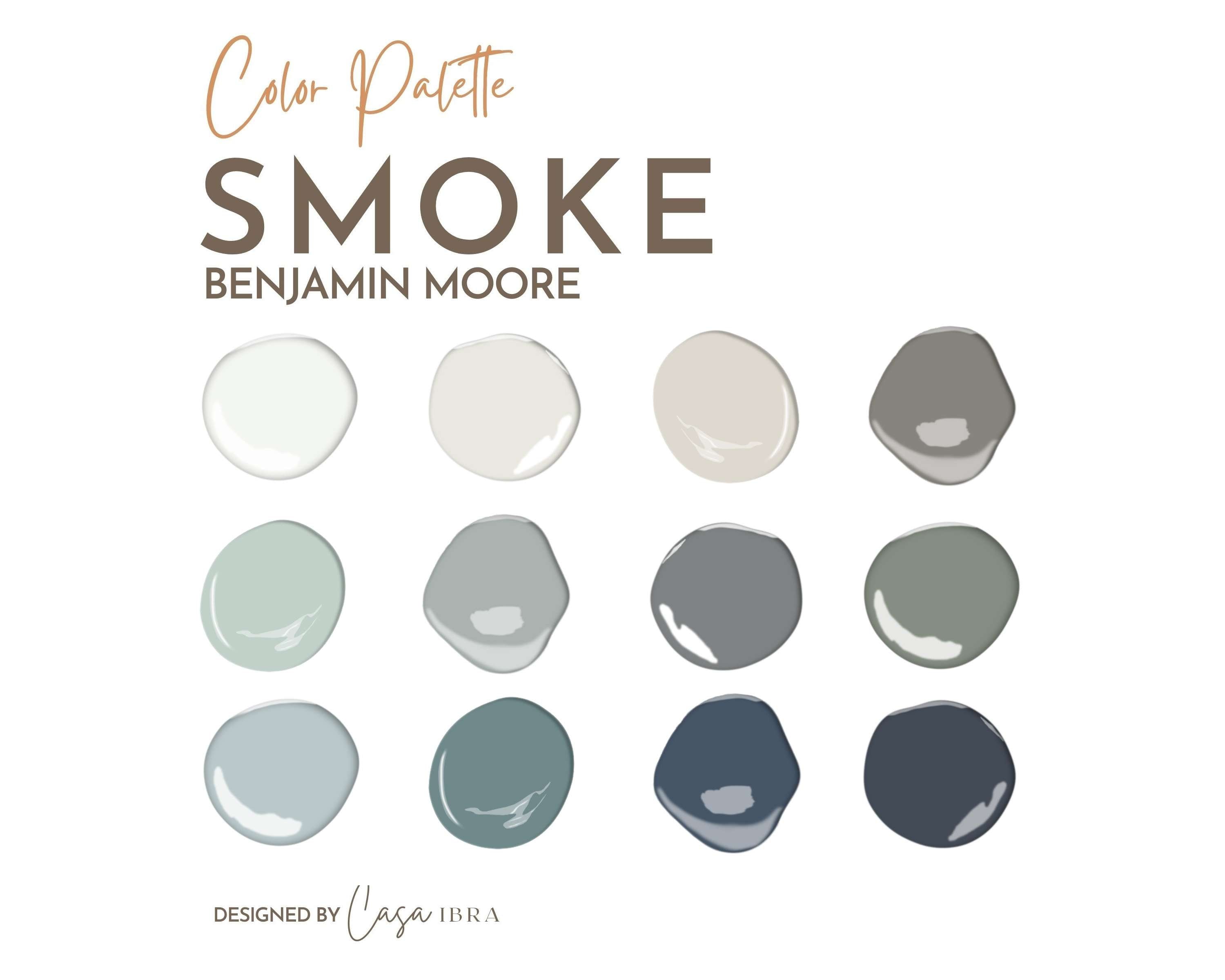 Smoke Paint Color Palette, Benjamin Moore, Interior Paint Palette