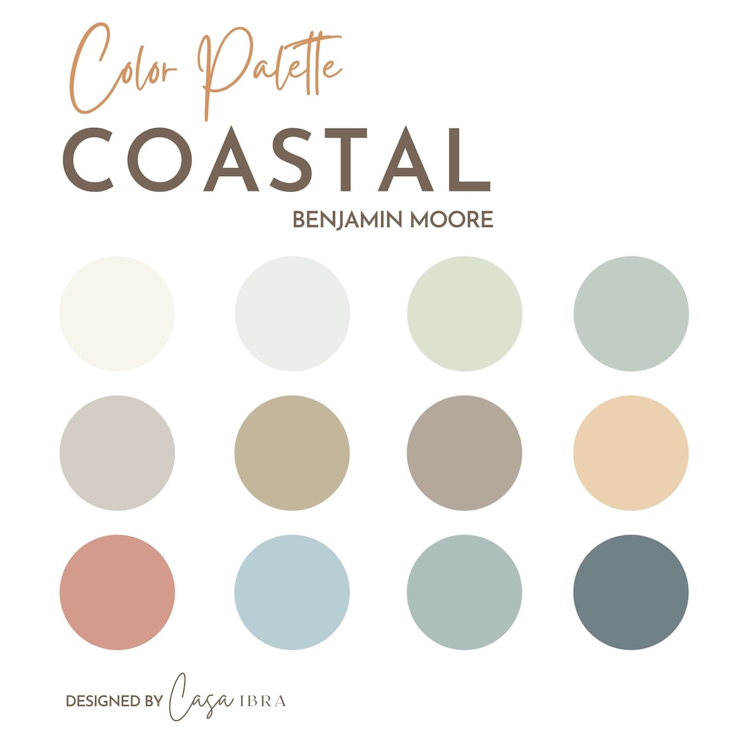 Coastal Paint Color Palette Benjamin Moore Interior Paint Etsy