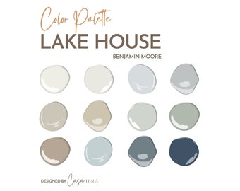 Lake Home Color Palette, Benjamin Moore, Interior Paint Palette, Professional Paint Scheme, Color Selection,Interior Design