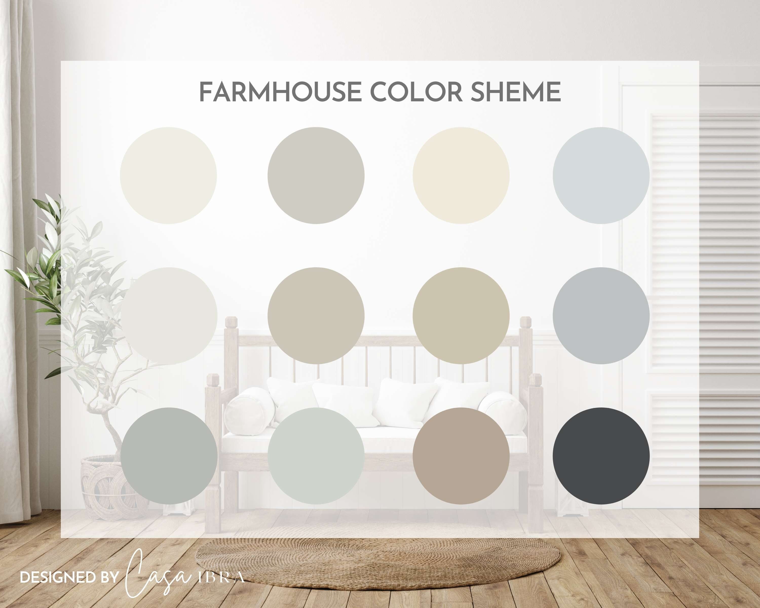Modern Farmhouse Paint Color Palette Benjamin Moore Interior - Etsy