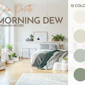 Morning Dew Paint Color Palette, Benjamin Moore, Interior Paint Palette, Professional Paint Scheme, Color Selection,Interior Design