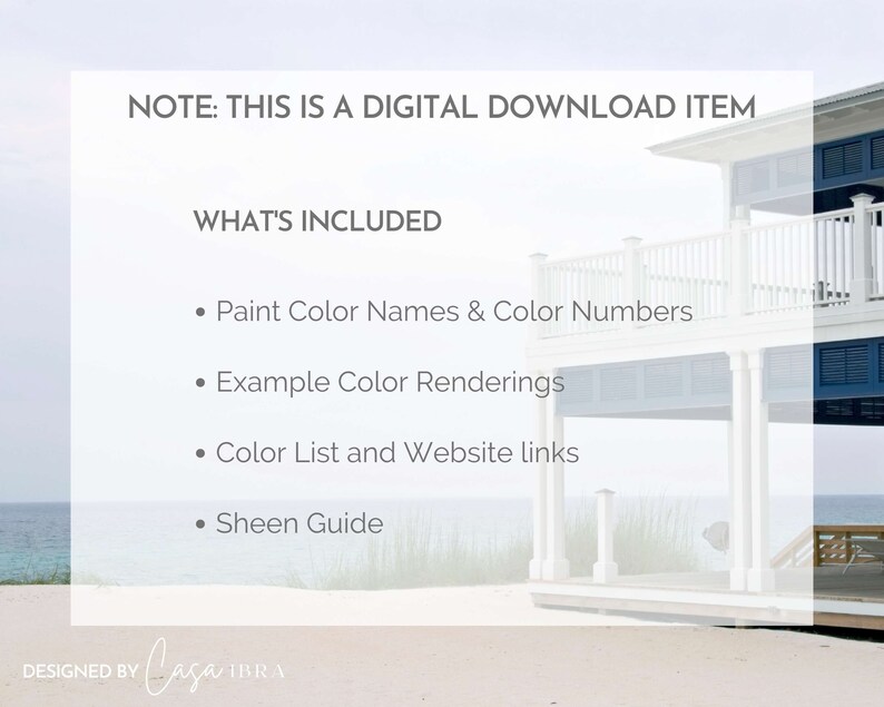 Beach House Paint Color Palette Benjamin Moore Interior Etsy