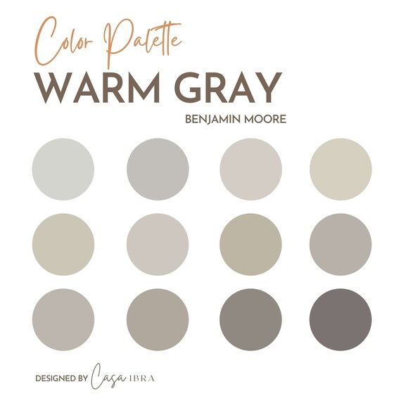 Warm Gray Color Palette Benjamin Moore Interior Paint Etsy