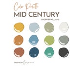 Mid Century Modern Color Palette, Sherwin Williams, Interior Paint Palette, Professional Paint Scheme, Color Selection,Interior Design