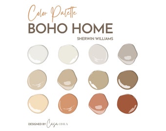 Boho Home Color Palette, Sherwin Williams, Interior Paint Palette, Professional Paint Scheme, Color Selection,Interior Design