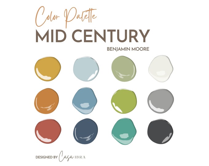 MID CENTURY MODERN Color Palette Benjamin Moore Color Palette Mid ...