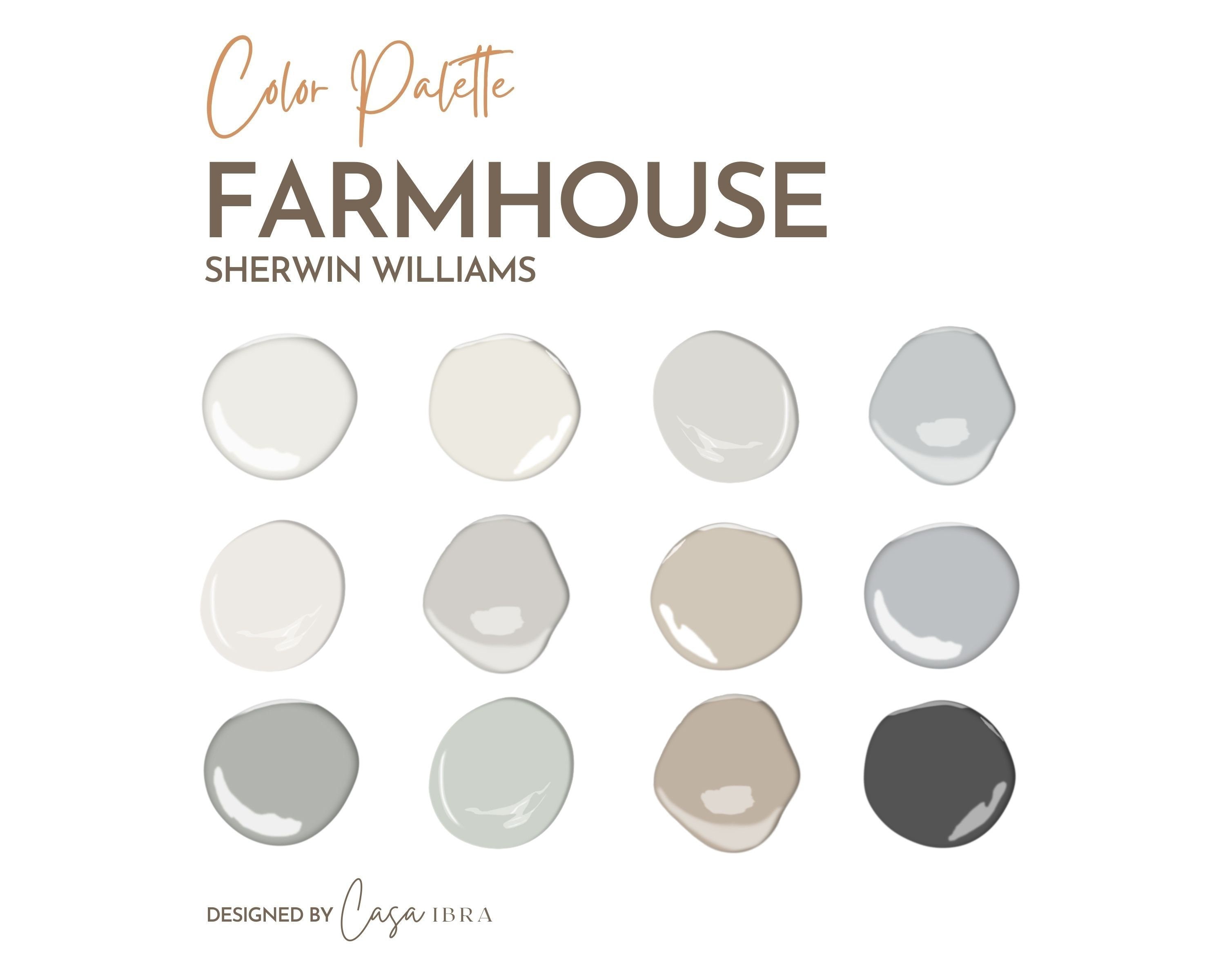 Farmhouse Paint Color Palette, Sherwin Williams, Interior Paint Palette ...