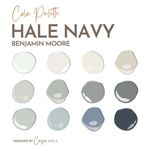 Hale Navy Paint Color Palette, Benjamin Moore, Interior Paint Palette, Professional Paint Scheme, Color Selection,Interior Design