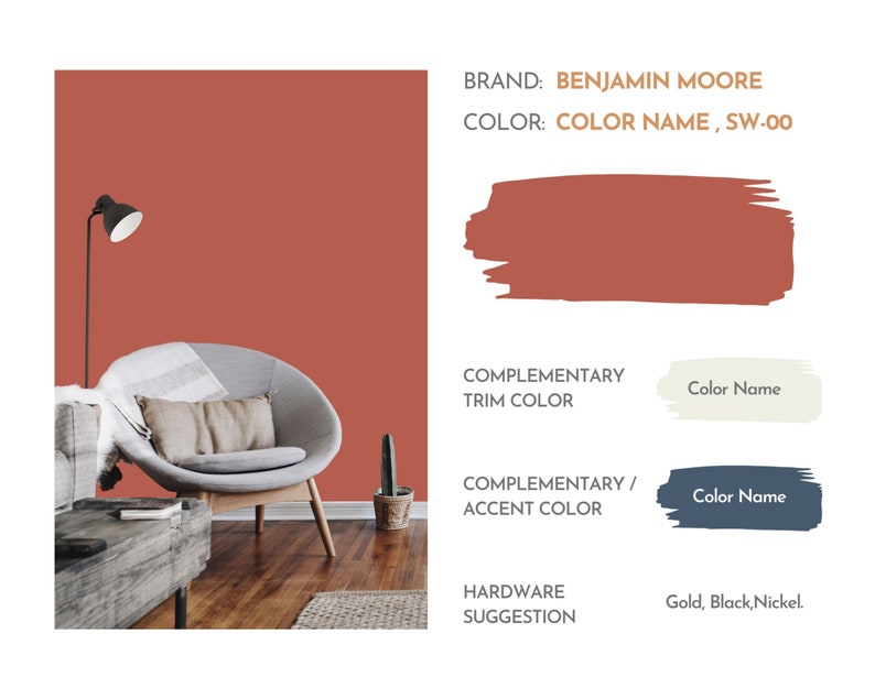 Mid Century Modern Color Palette, Benjamin Moore, Interior Paint