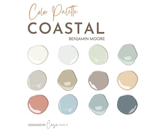 Coastal Paint Color Palette, Benjamin Moore, Interior Paint Palette, Professional Paint Scheme, Color Selection,Interior Design
