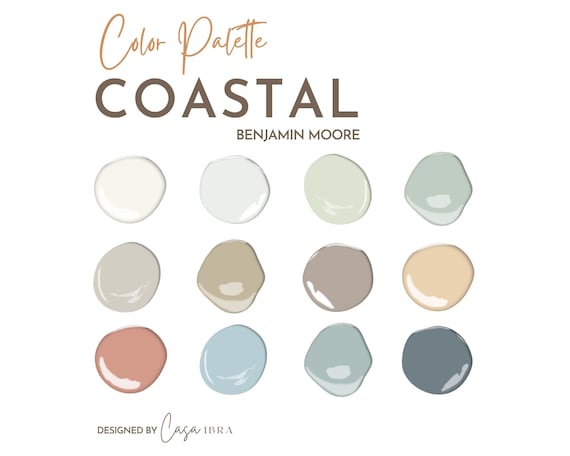 Coastal Paint Color Palette, Benjamin Moore, Interior Paint Palette, Professional Paint Scheme, Color Selection,Interior Design