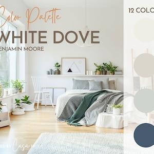 White Dove Paint Color Palette, Benjamin Moore, Interior Paint Palette, Professional Paint Scheme, Color Selection,Interior Design