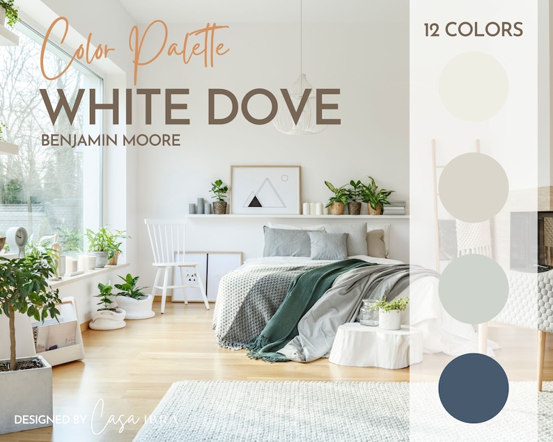 White Dove Paint Color Palette, Benjamin Moore, Interior Paint Palette, Professional Paint