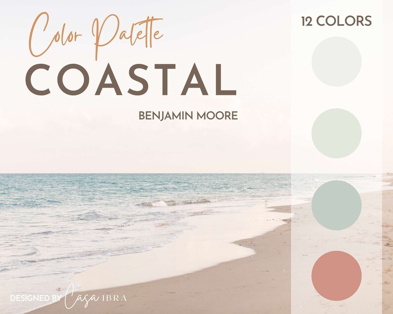 Coastal Paint Color Palette Benjamin Moore Interior Paint Etsy