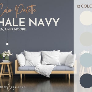 Hale Navy Paint Color Palette, Benjamin Moore, Interior Paint Palette, Professional Paint Scheme, Color Selection,Interior Design