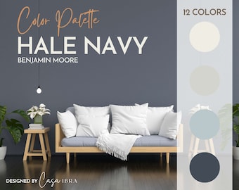 Hale Navy Farbe Farbpalette, Benjamin Moore, Innenfarbenpalette, professionelles Farbschema, Farbauswahl, Innenarchitektur