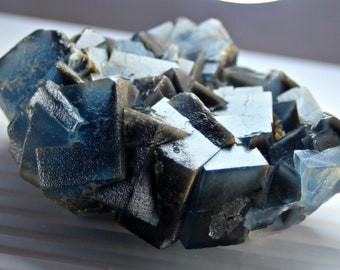 57 gm Eye Catching & Rarest Sea Blue Color Cubic Fluorite Crystal Specimen For Collectors From The Mines Of Pakistan