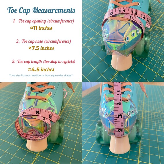 CUSTOM Red Transparent Holographic Roller Skate Toe Guards caps
