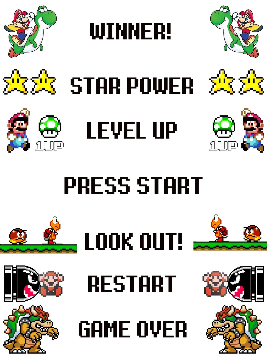 Mario Behaviors Chart Mario Bros. Conduct Chart Mario - Etsy