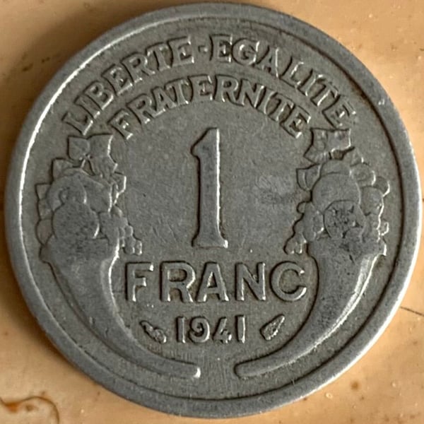 Pièces de 1 franc 1941 - 1945 Seconde Guerre mondiale