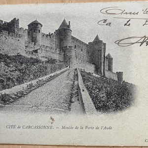 Cartões postais em preto e branco de Carcassonne dos anos 1900.